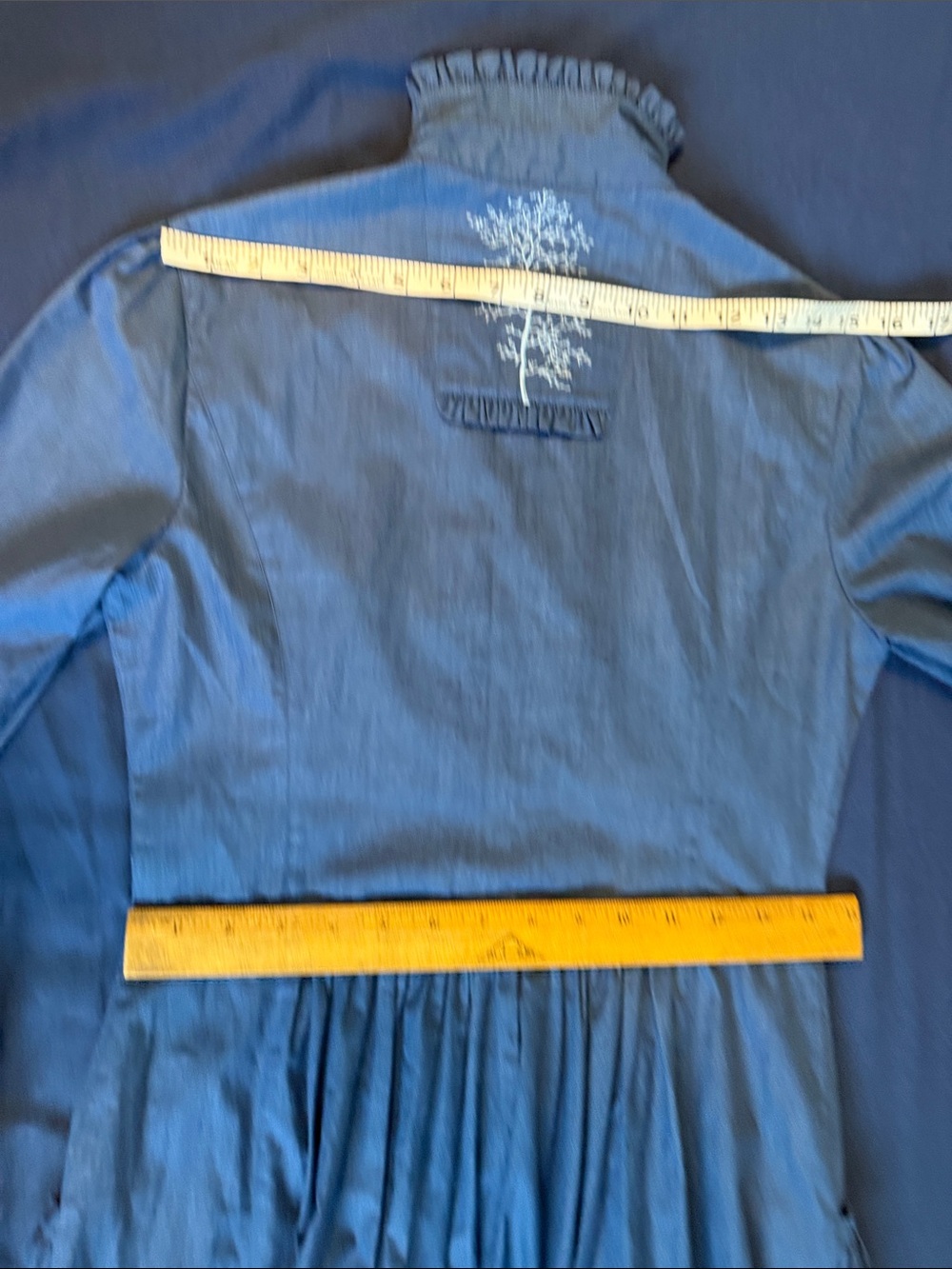 Classic Blue Maxi Ruffle Front Shirt Dress - Picture 12 of 14